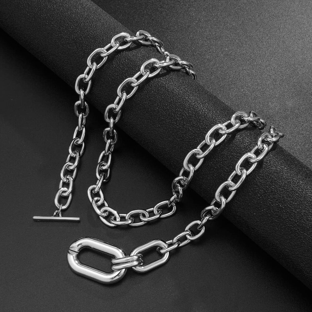 Layered Necklaces Chunky Chain Toggle Necklaces Statement Choker Necklaces Punk View 5
